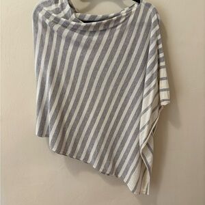 Talbots Striped Gray and Cream Poncho